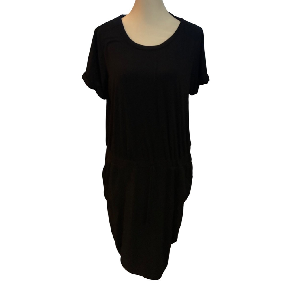 32 Degrees Cool Womens XL Black Short Sleeve Elastic Waist Pocket T-Shirt Dress